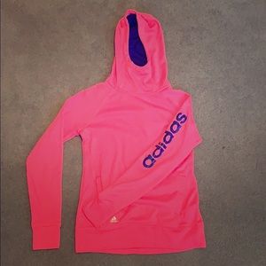 Adidas pink hoodie with blue logo!!!